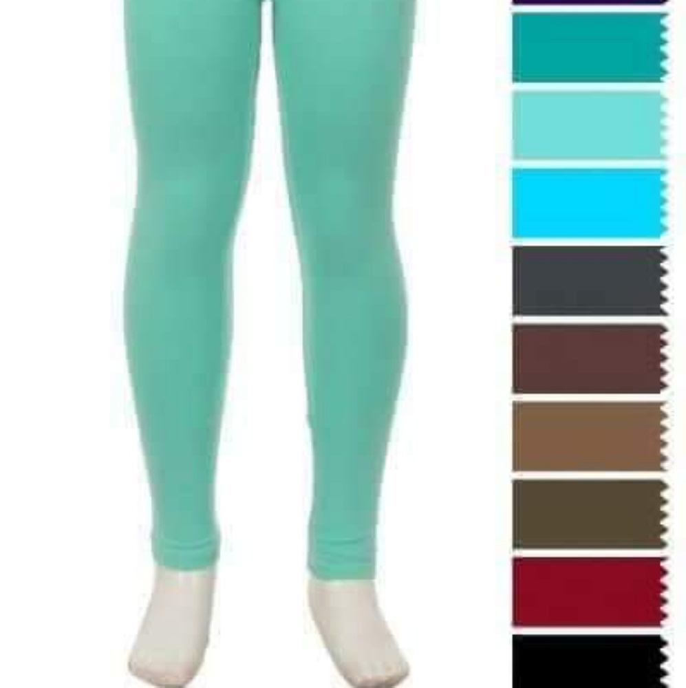 Kids Size Solid Olive Leggings